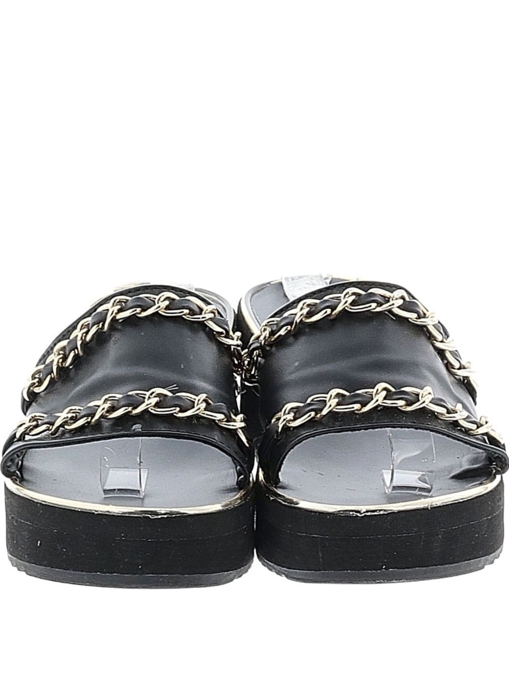 Aldo Women’s Black Chain-Trim Slide Sandals